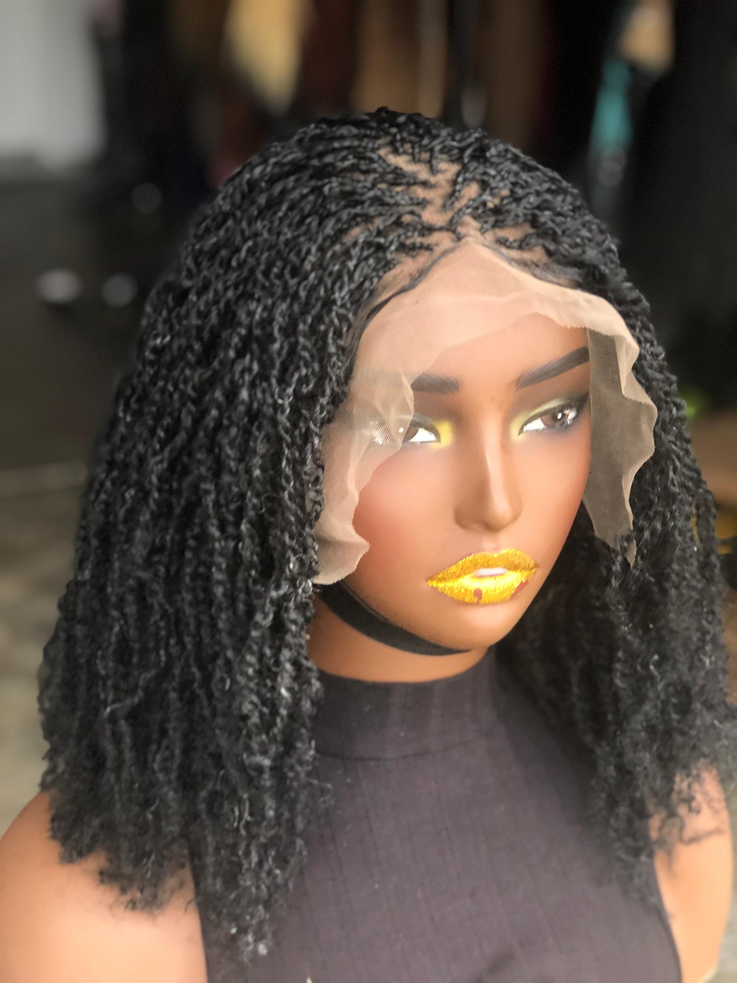 Sister Locs Frontal Wig | 10/12 Inch Ready to Ship | Black with Grey Mix