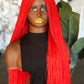 Ready-to-Ship Red Micro Unit: 24" Glueless Closure Wig