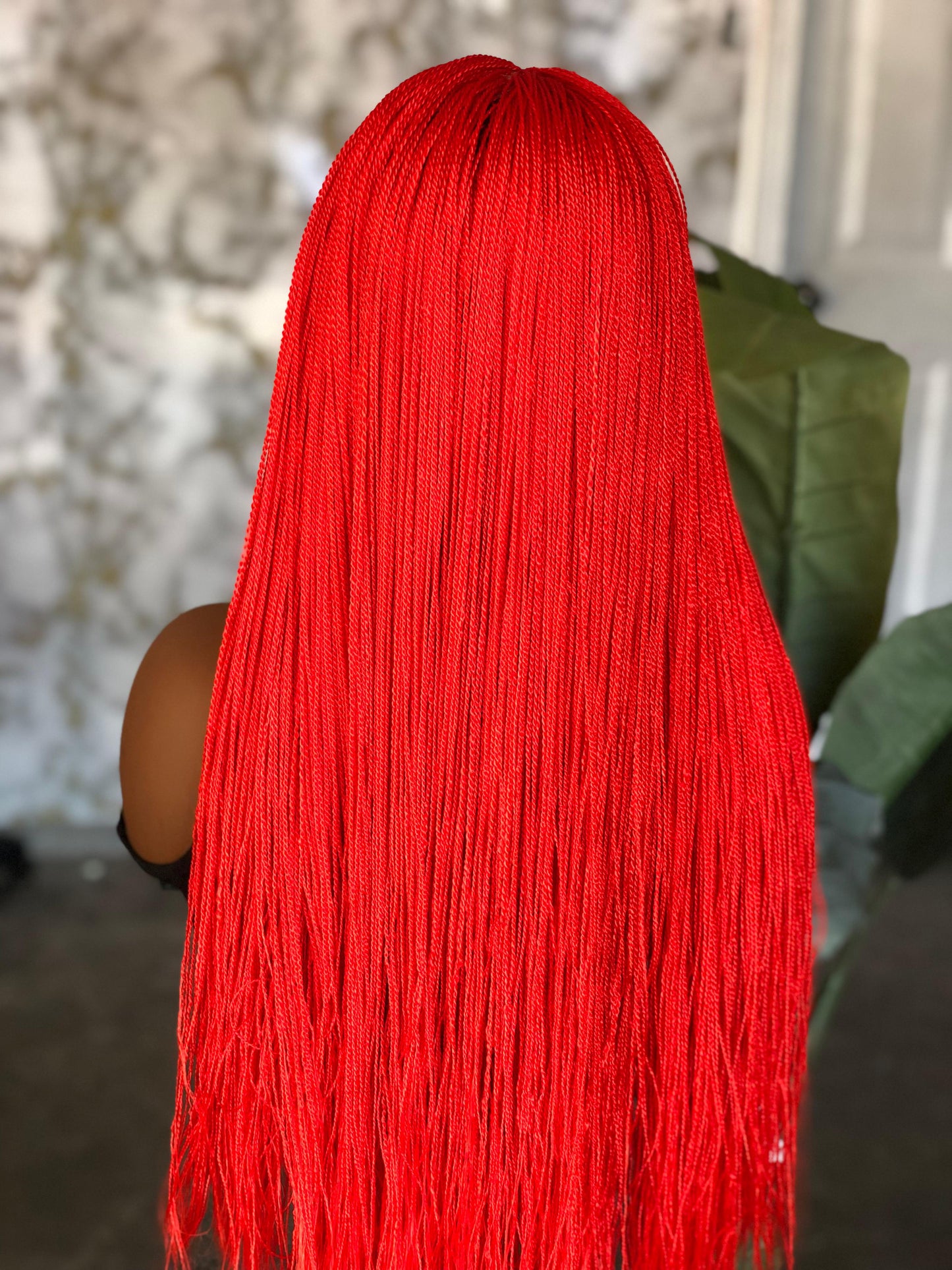 Ready-to-Ship Red Micro Unit: 24" Glueless Closure Wig