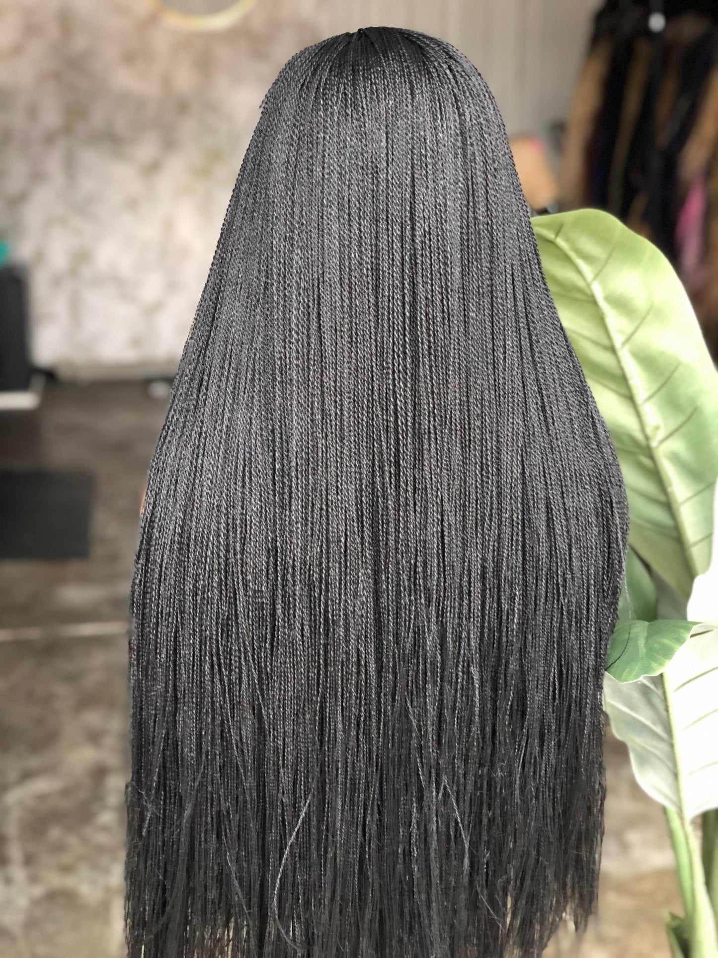 Ready-to-Ship Micro Unit: 28" Glueless Closure Braided Wig