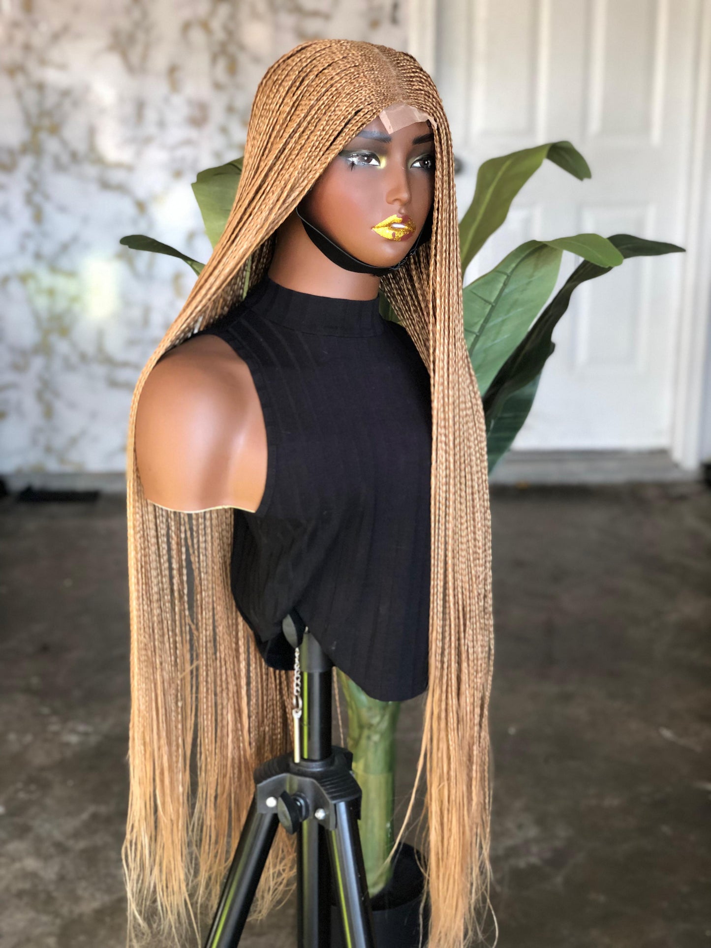 Made to Order Cornrow Hybrid: 30" Bone Straight Glueless Closure Wig