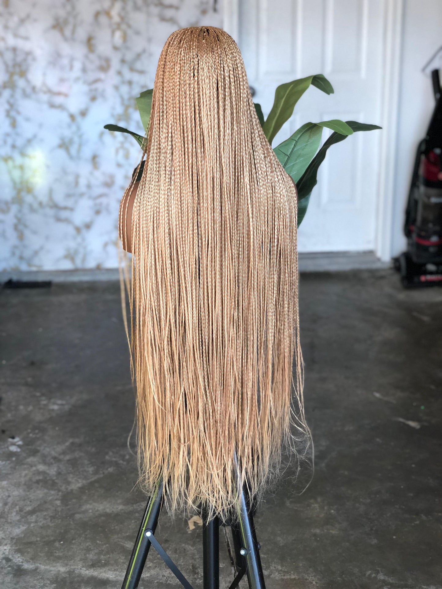 Made to Order Cornrow Hybrid: 30" Bone Straight Glueless Closure Wig