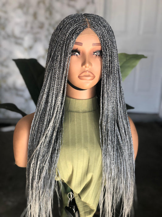 Salt & Pepper Micro Unit | 20-22 Inch Closure Wig | Made to Order