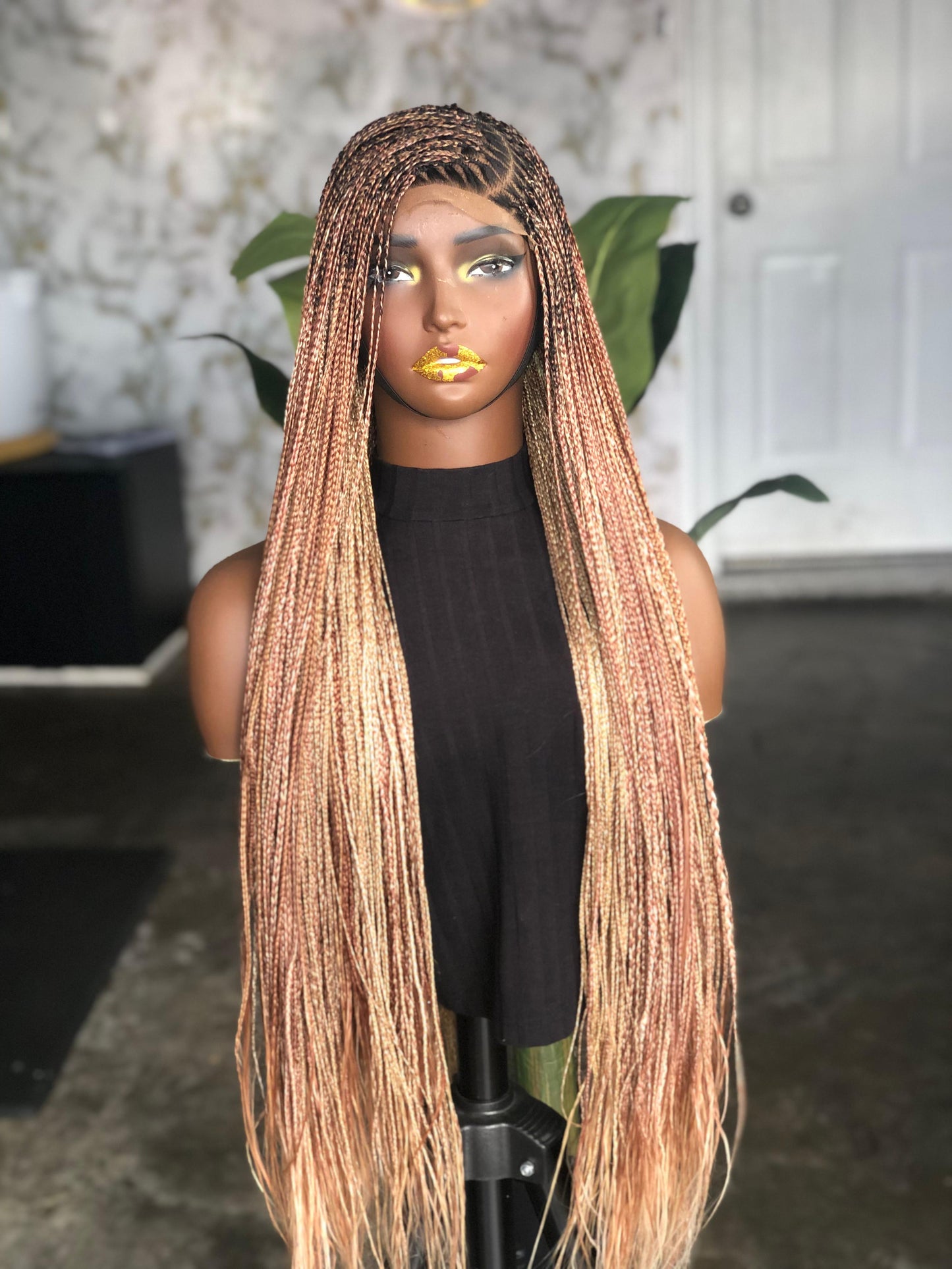 Side Part Closure Bone Straight Wig Made to Order 30inches Color Mix