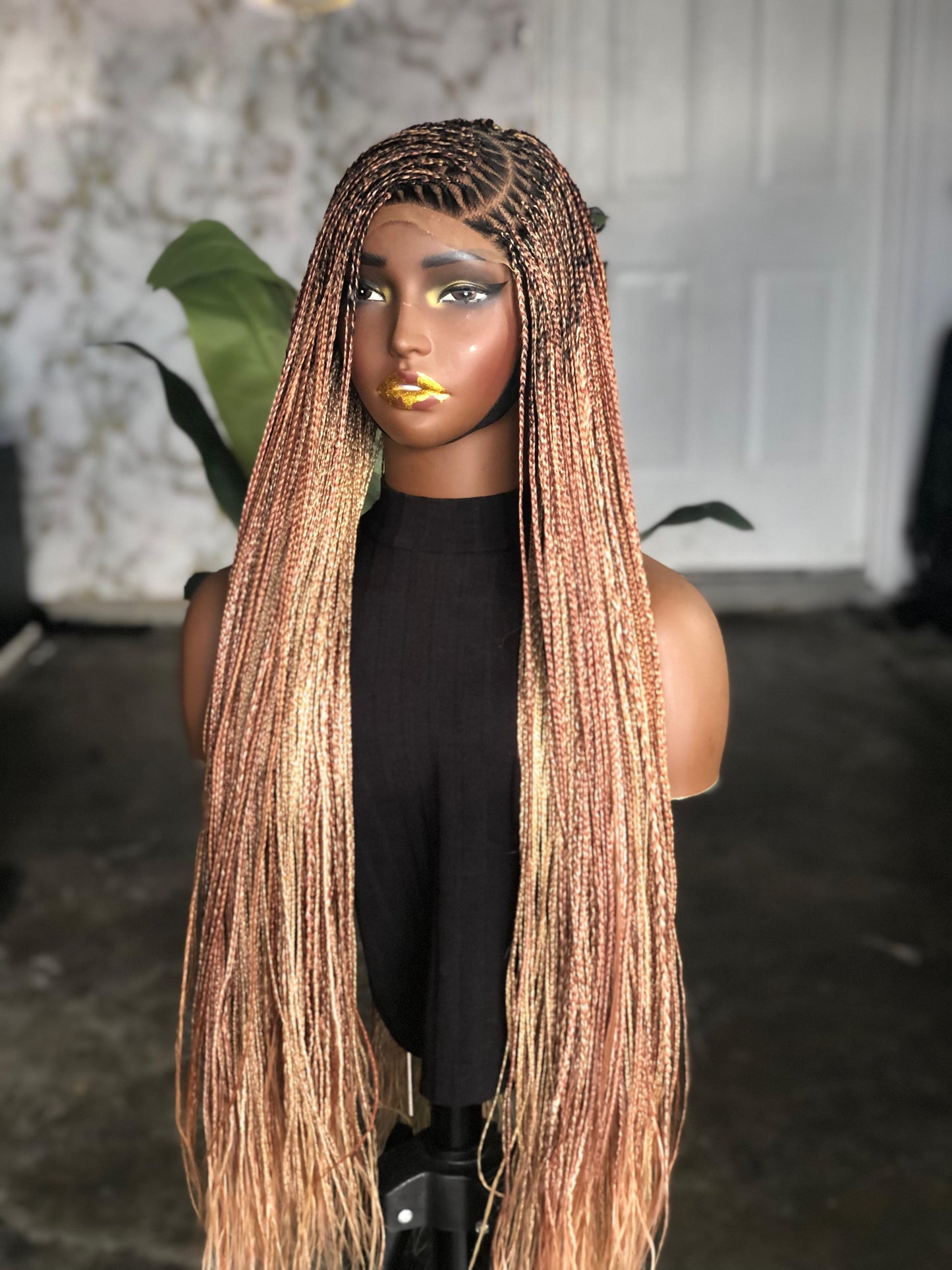 Side Part Closure Bone Straight Wig Made to Order 30inches Color Mix