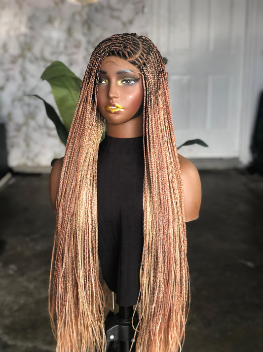 Side Part Closure Bone Straight Wig Made to Order 30inches Color Mix