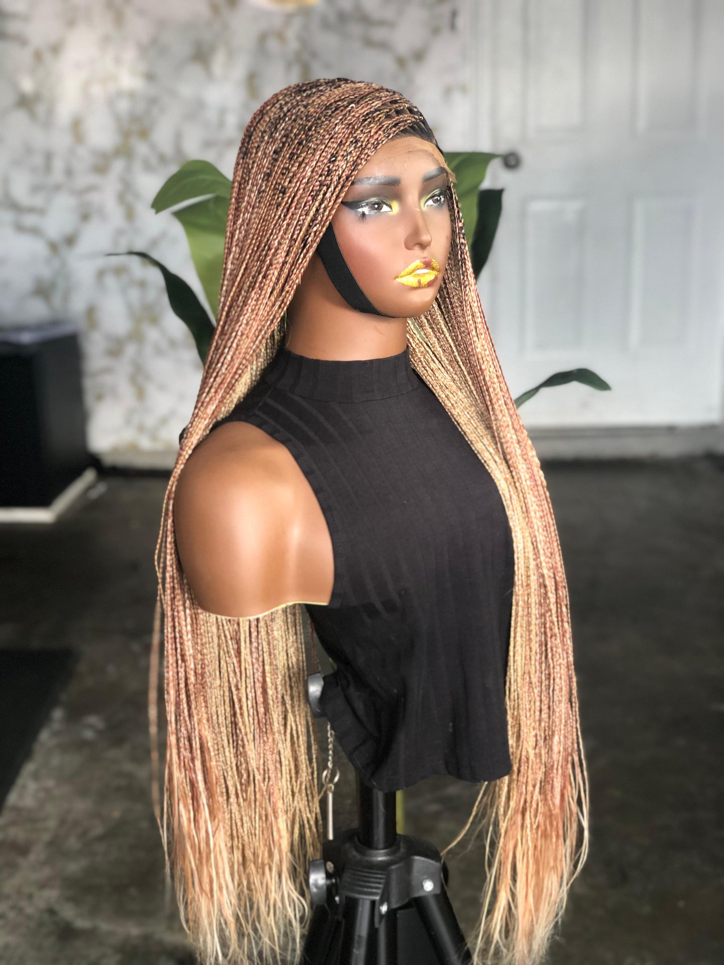 Side Part Closure Bone Straight Wig Made to Order 30inches Color Mix
