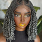 10" Salt & Pepper Cornrow Unit | Glueless Lace Closure preorder