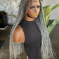 Ultra-Fine Micro-Braids in Salt & Pepper 20-22" Full Lace Micro-Braid Wig made to order