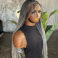 Ultra-Fine Micro-Braids in Salt & Pepper 20-22" Full Lace Micro-Braid Wig made to order