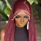 Made to Order: 26" Burgundy Frontal Braided Wig | Crimson Twist Cornrow Unit