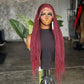 Made to Order: 26" Burgundy Frontal Braided Wig | Crimson Twist Cornrow Unit