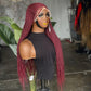 Made to Order: 26" Burgundy Frontal Braided Wig | Crimson Twist Cornrow Unit