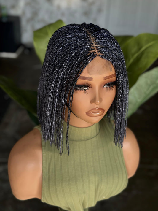 Salt N Pepper Bob Wig Ready To Ship Closure Glueless