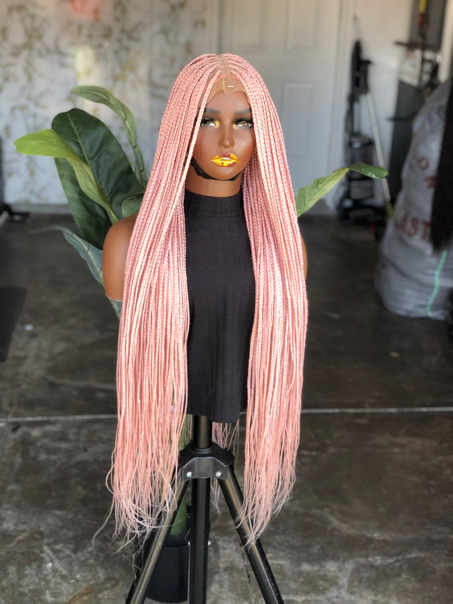 Full Lace Color Pink Knotless Braids 30 Inches Ready To Ship