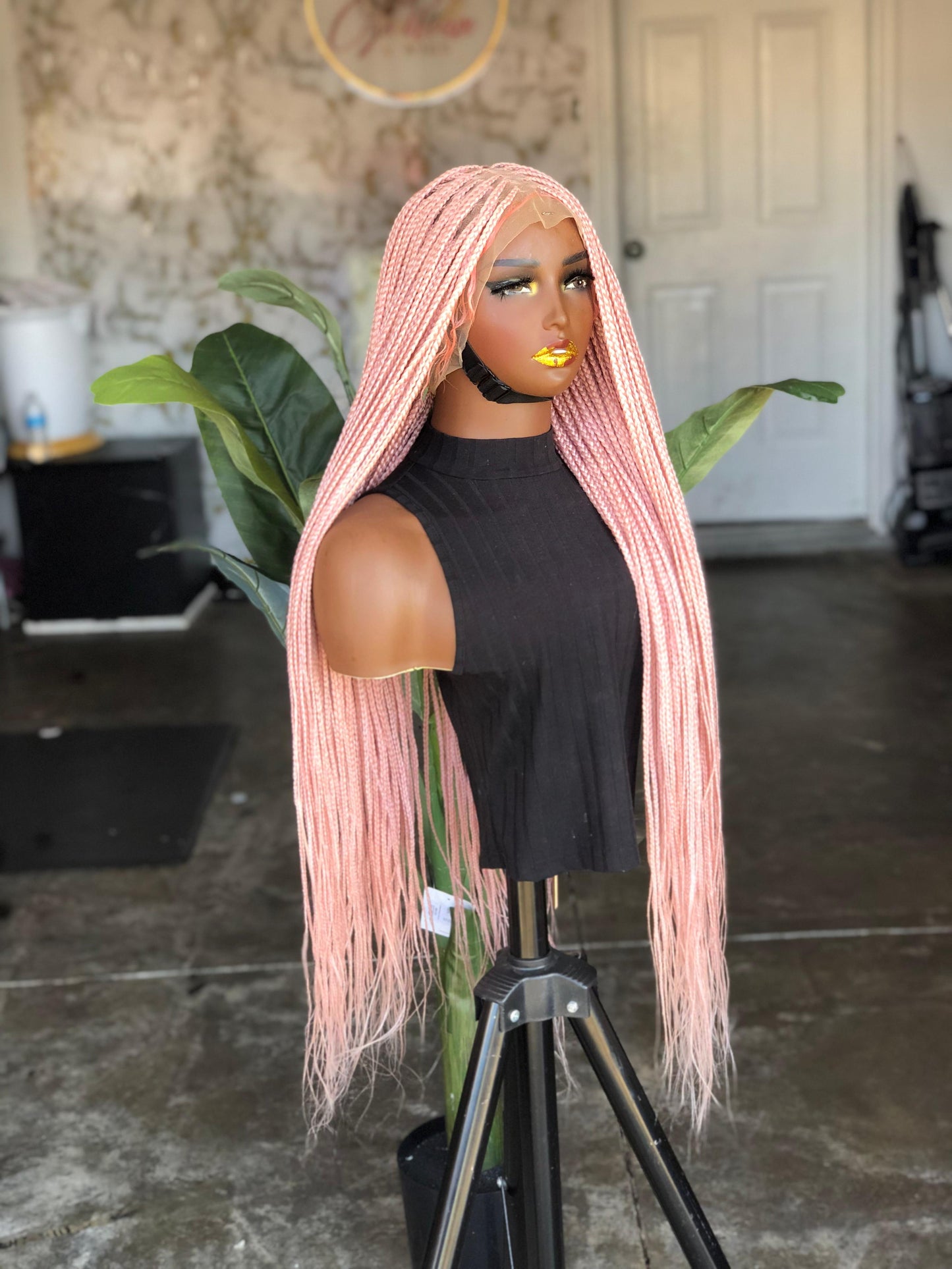Full Lace Color Pink Knotless Braids 30 Inches Ready To Ship