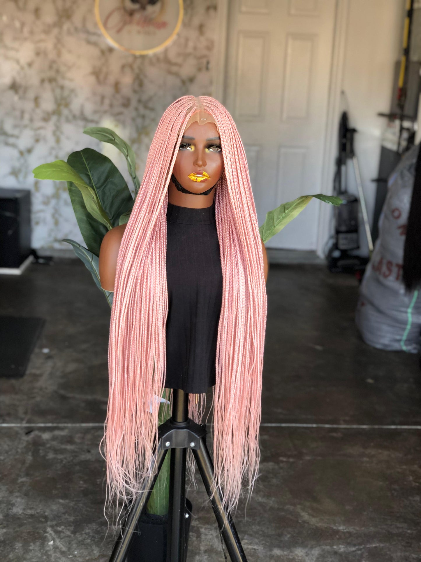 Full Lace Color Pink Knotless Braids 30 Inches Ready To Ship