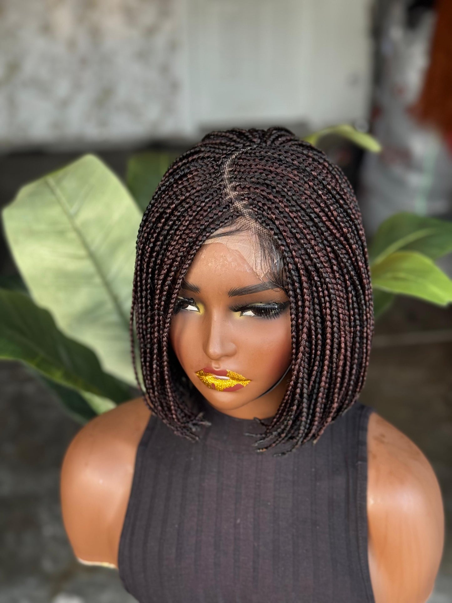 C-cut Bob Wig Closure Color 1b Mix With 30 Made to Order 10inches