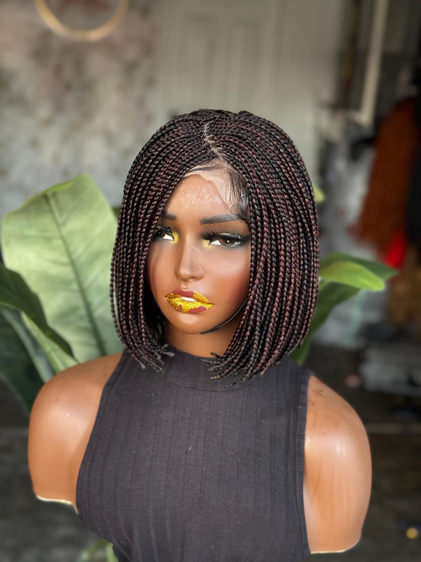 C-cut Bob Wig Closure Color 1b Mix With 30 Made to Order 10inches