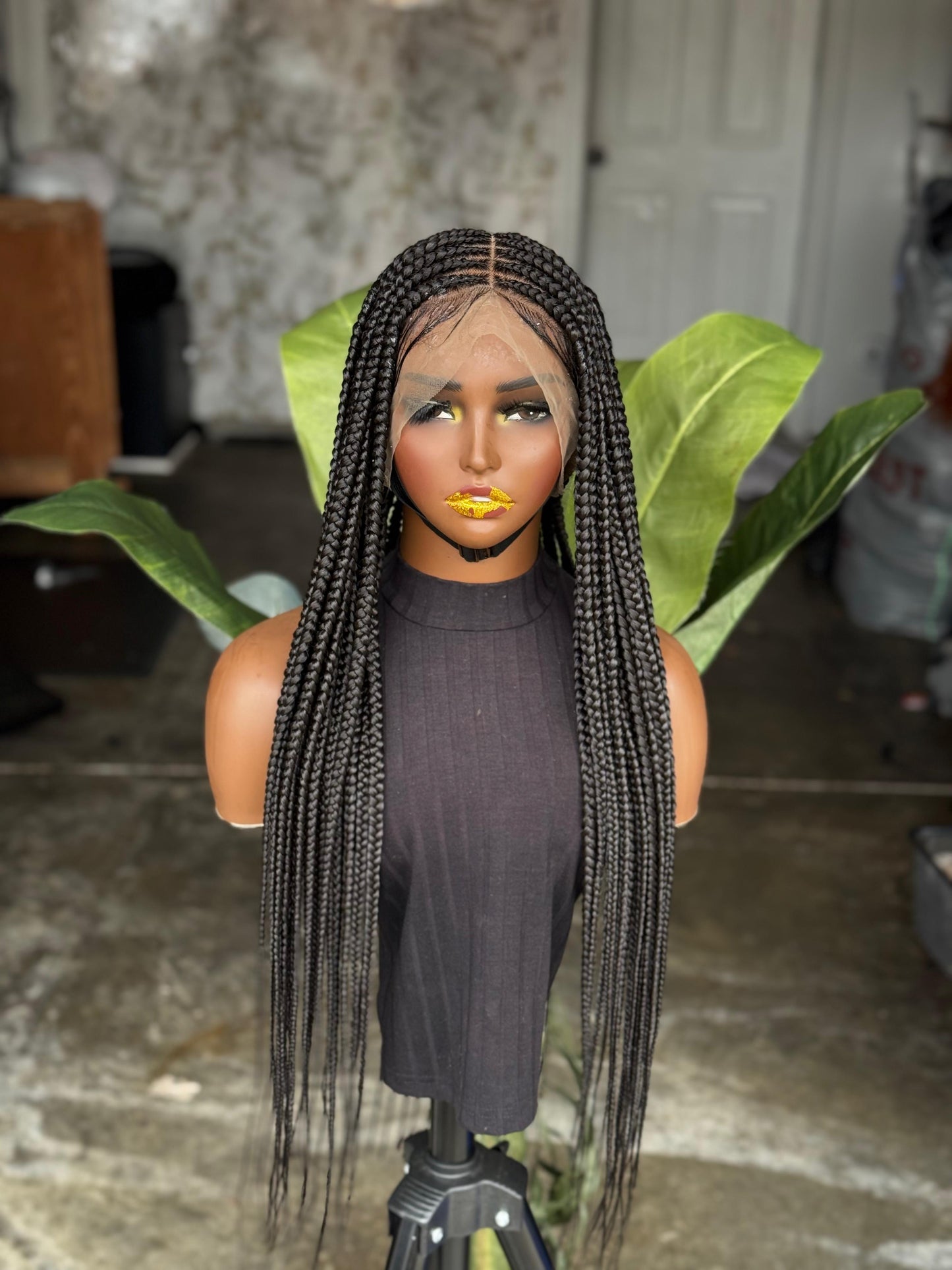 Full Lace Large Braids Braided Wig Made To Order Color 1b 28/30 Inches