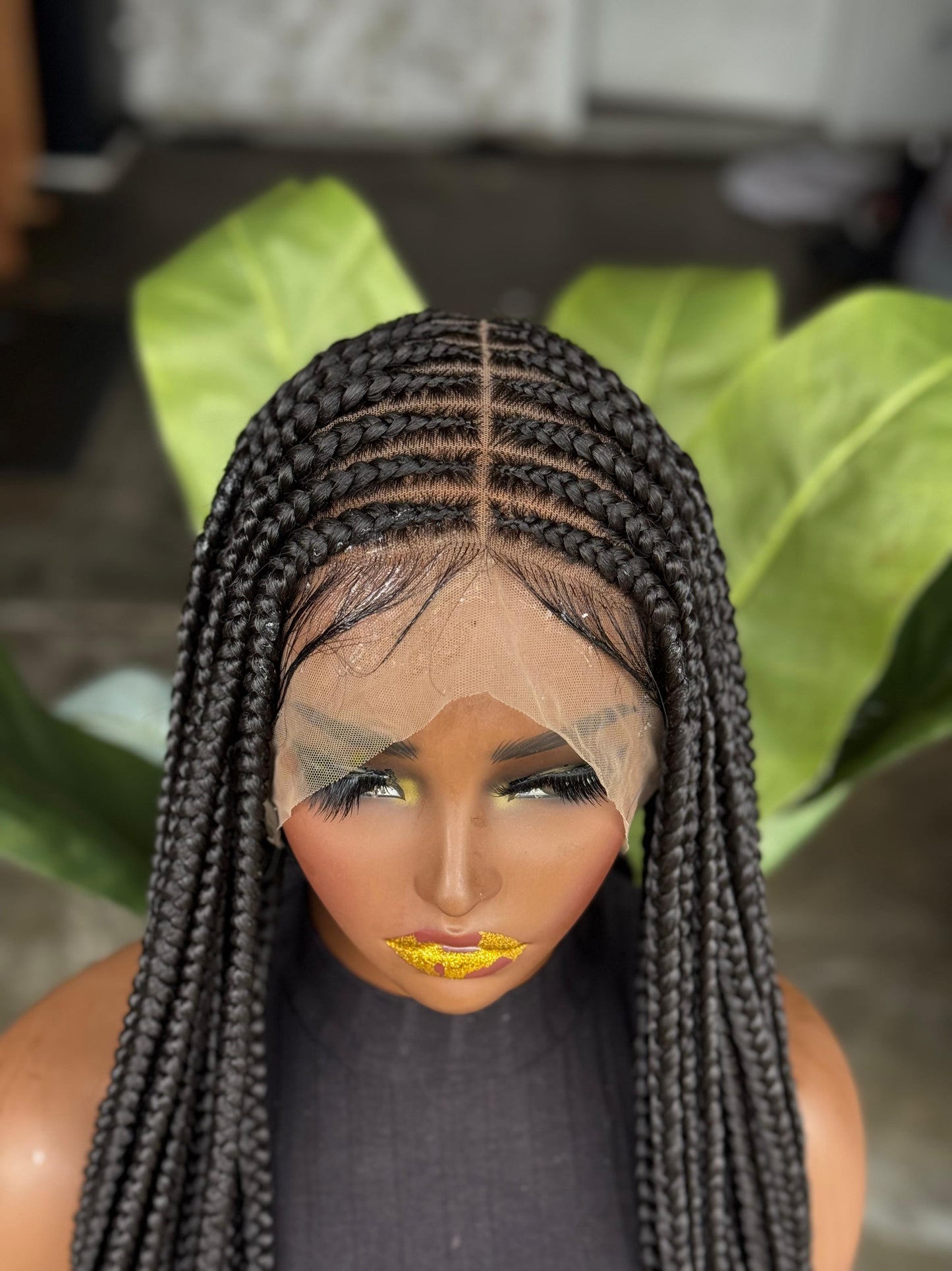 Full Lace Large Braids Braided Wig Made To Order Color 1b 28/30 Inches