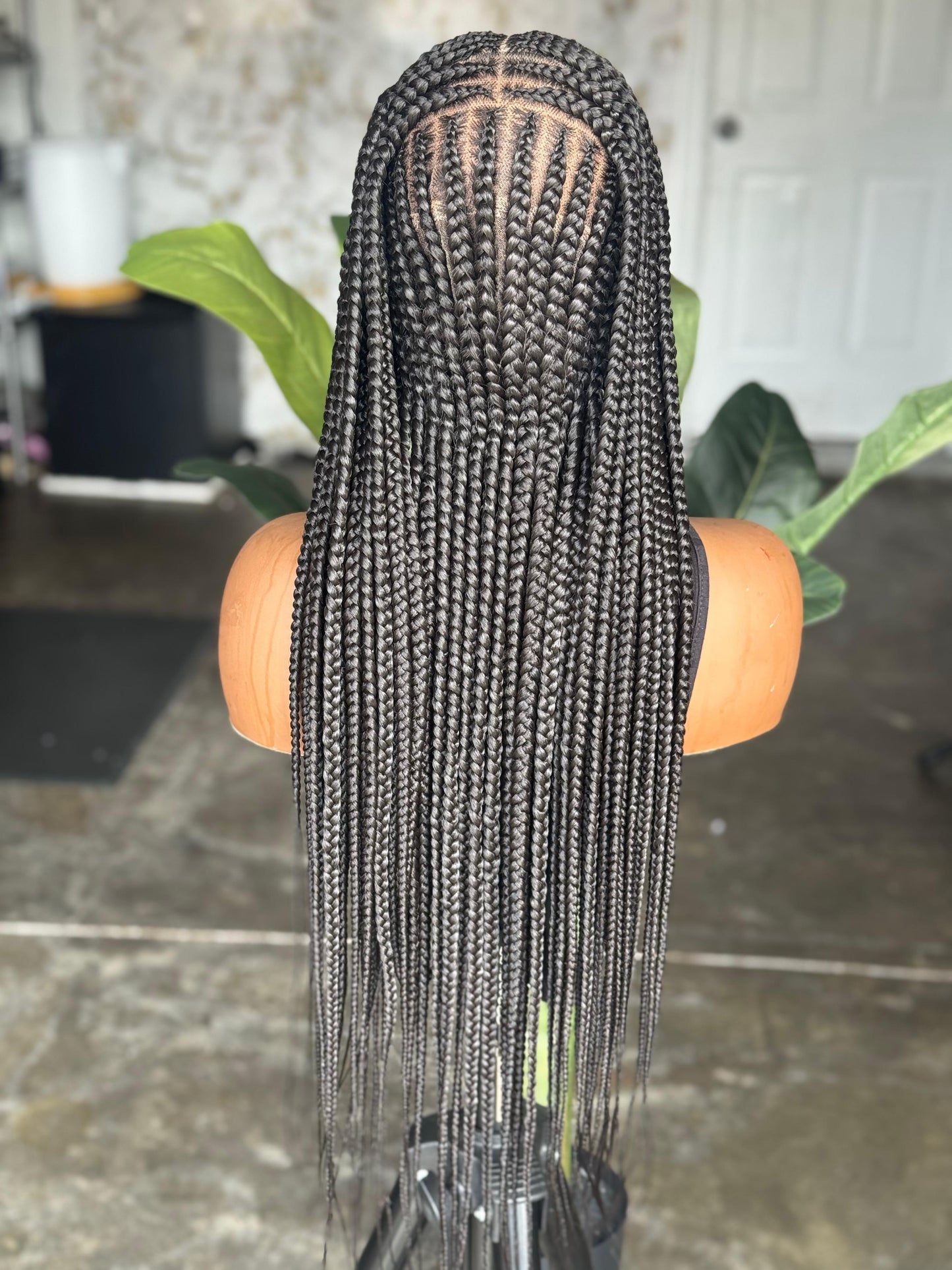 Full Lace Large Braids Braided Wig Made To Order Color 1b 28/30 Inches