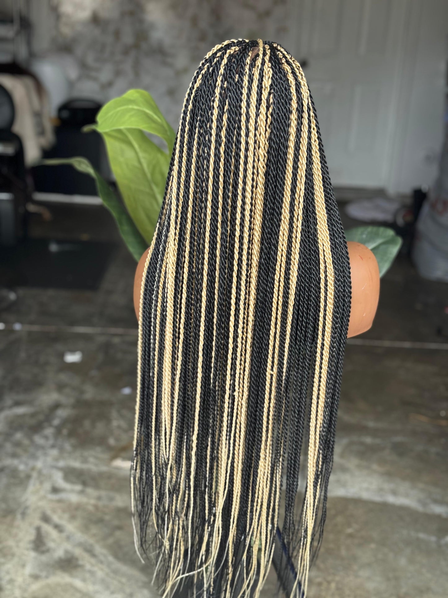 28/30" Full Lace Senegalese Twist Wig – Color 1B/Blonde Highlights Ready to Ship