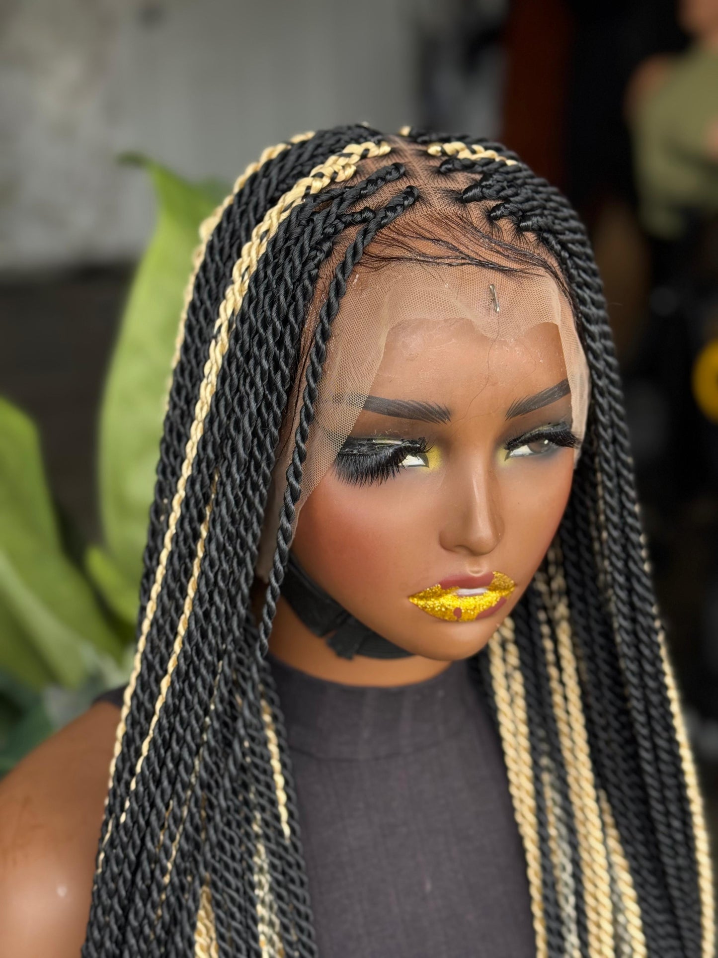 28/30" Full Lace Senegalese Twist Wig – Color 1B/Blonde Highlights Ready to Ship