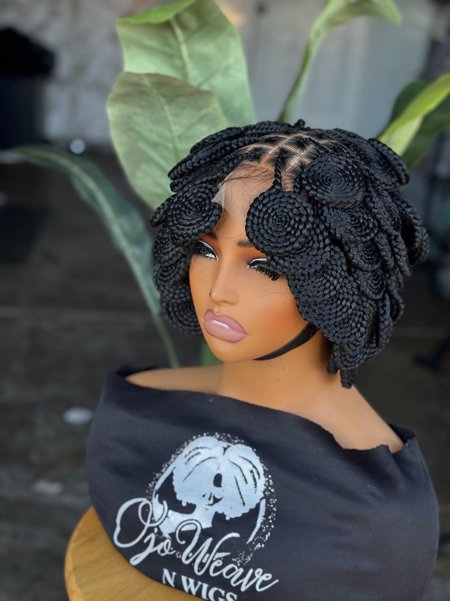 Full Lace Women Braided Wig Made to Order 10 Inch Color 1b