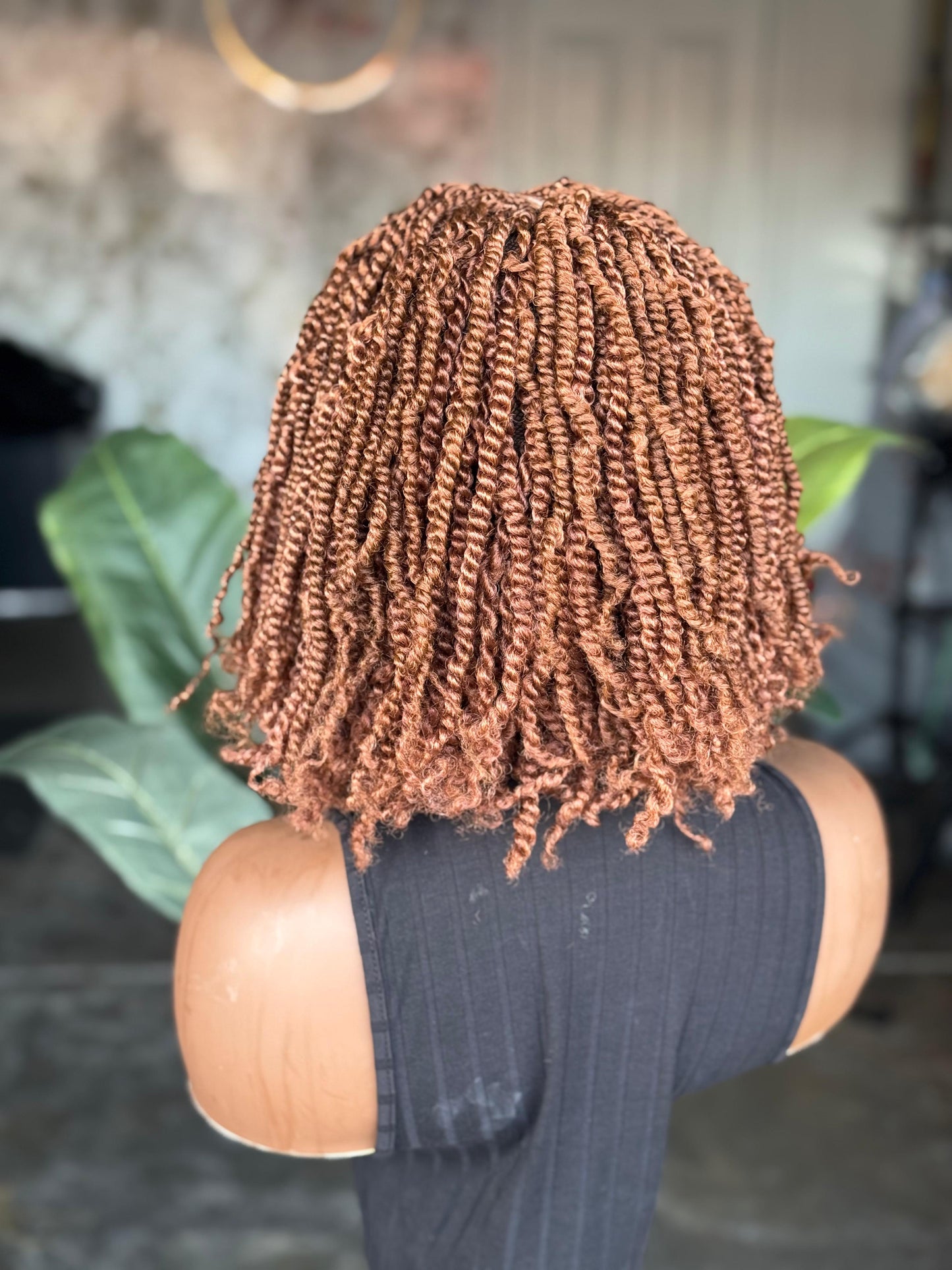 Color 30 Kinky Twist Glueless Closure Wig – 8/10” Made to Order