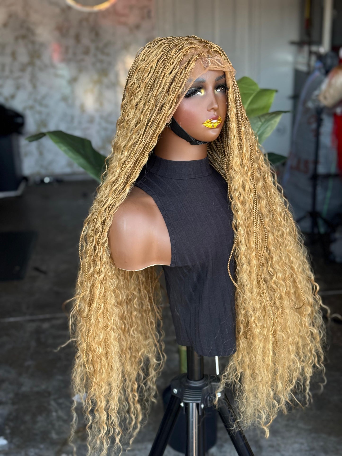 26" Boho Synthetic Frontal Wig – Color 27 Honey Blonde Made to Order