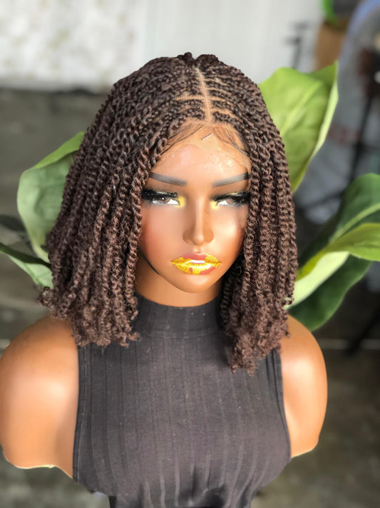 10" Full Lace Kinky Twist Wig Color 33 Made to Order