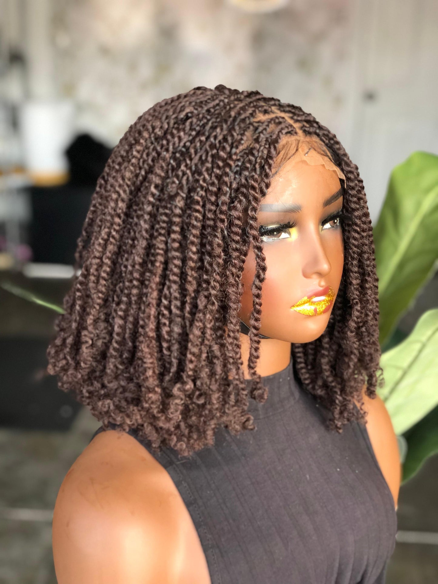 10" Full Lace Kinky Twist Wig Color 33 Made to Order