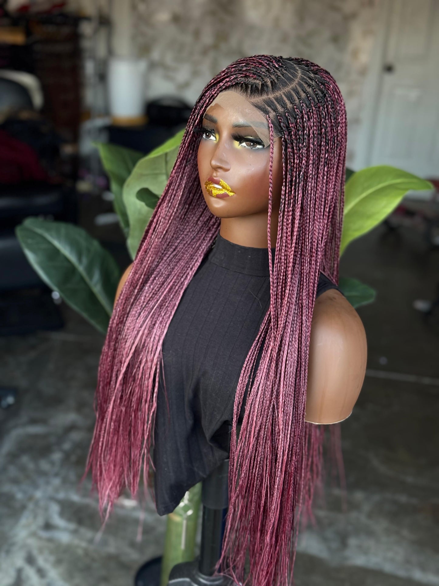Made To Order Bone Straight C-cut Color Pink Mix With Bugundy