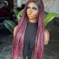 Made To Order Bone Straight C-cut Color Pink Mix With Bugundy