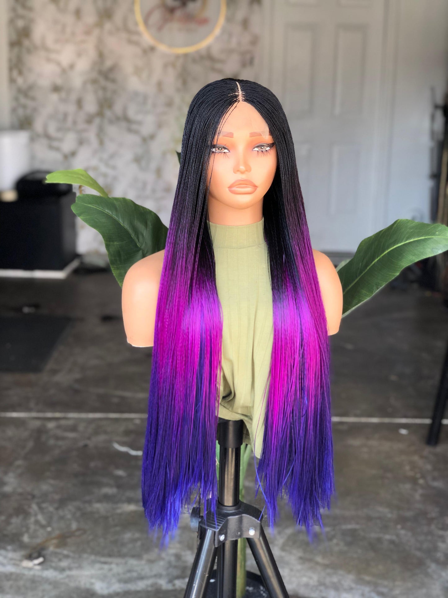 Made to Order: 26-28" Million Braids Nano Wig – 4x4 Glueless Closure