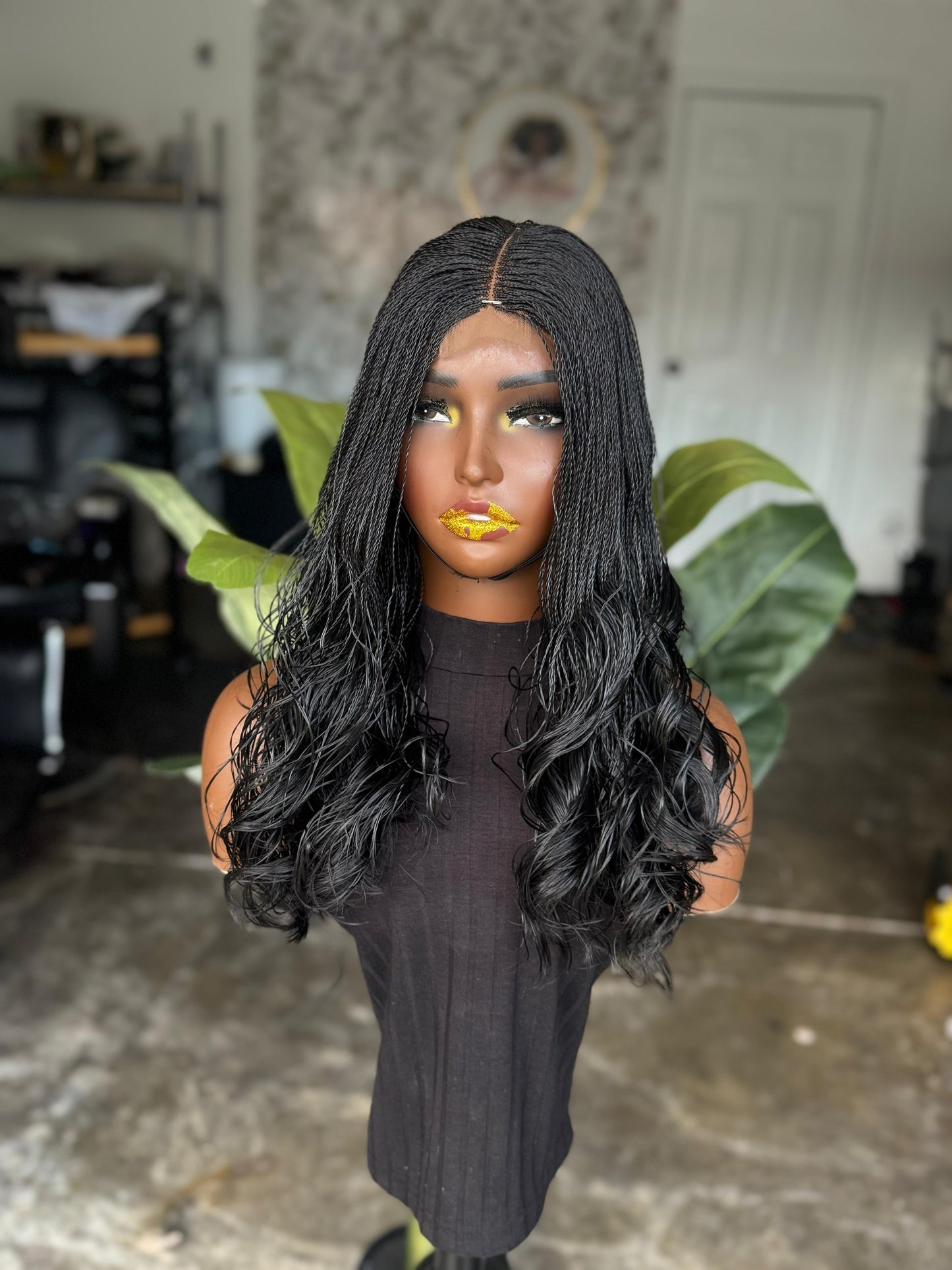 16" Spiral Curl Human Hair Lace Wig – 2x6 Glueless Closure Color 1B - Ready to Ship