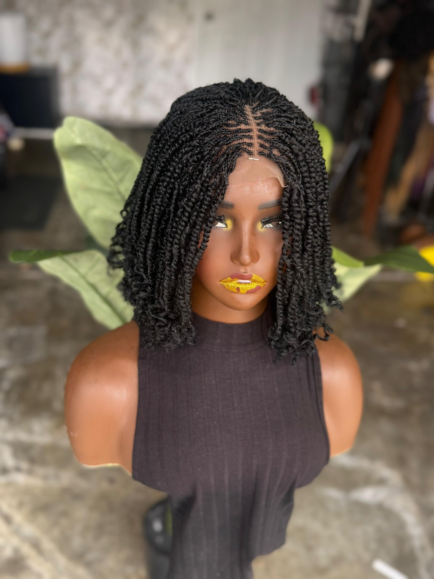 Ready to Ship: 10-Inch Kinky Twixt Closure Wig | Glueless Color 1B