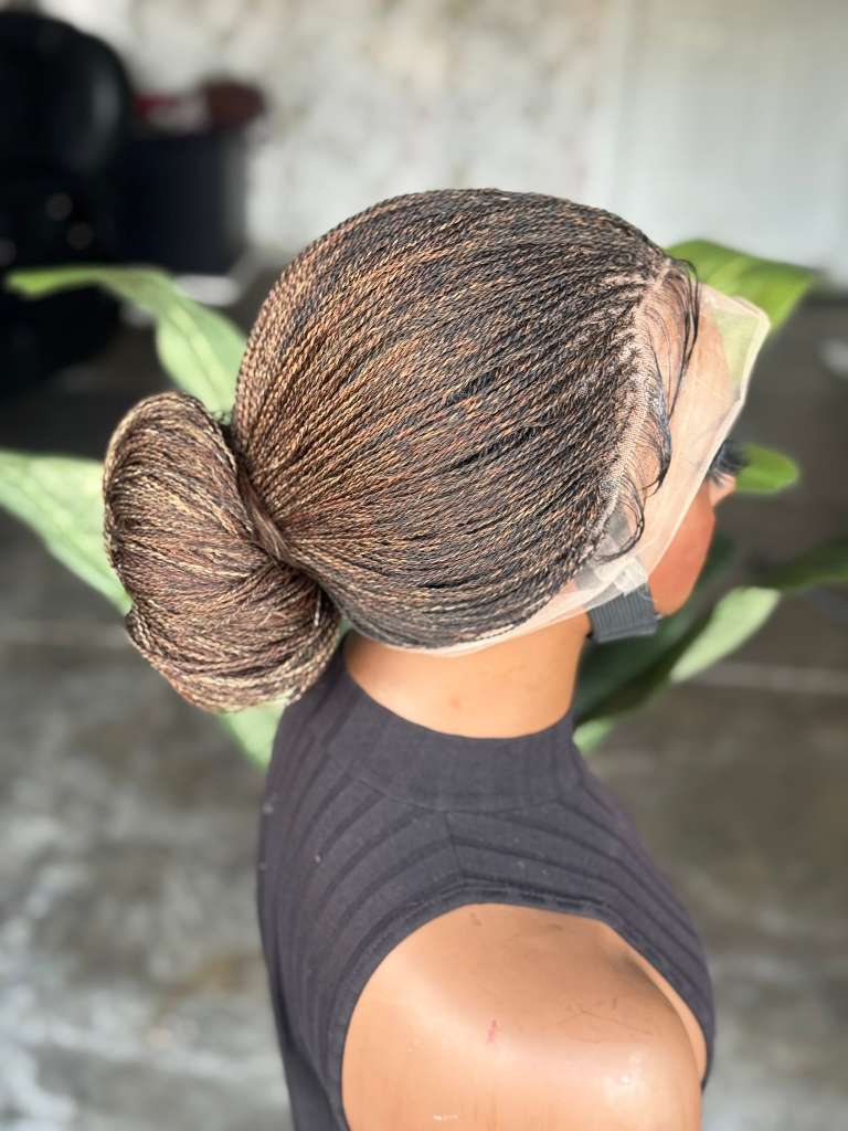 Pre-Order: 20-22" Full Lace Micro Braid Wig – Big Head Friendly Color 27/30 Mix