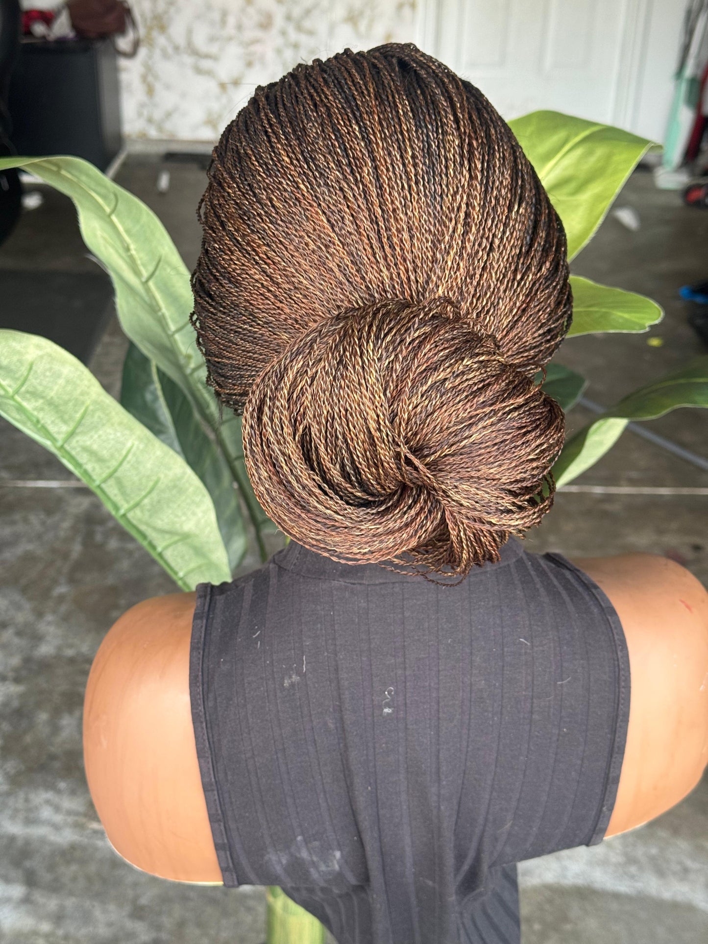Pre-Order: 20-22" Full Lace Micro Braid Wig – Big Head Friendly Color 27/30 Mix