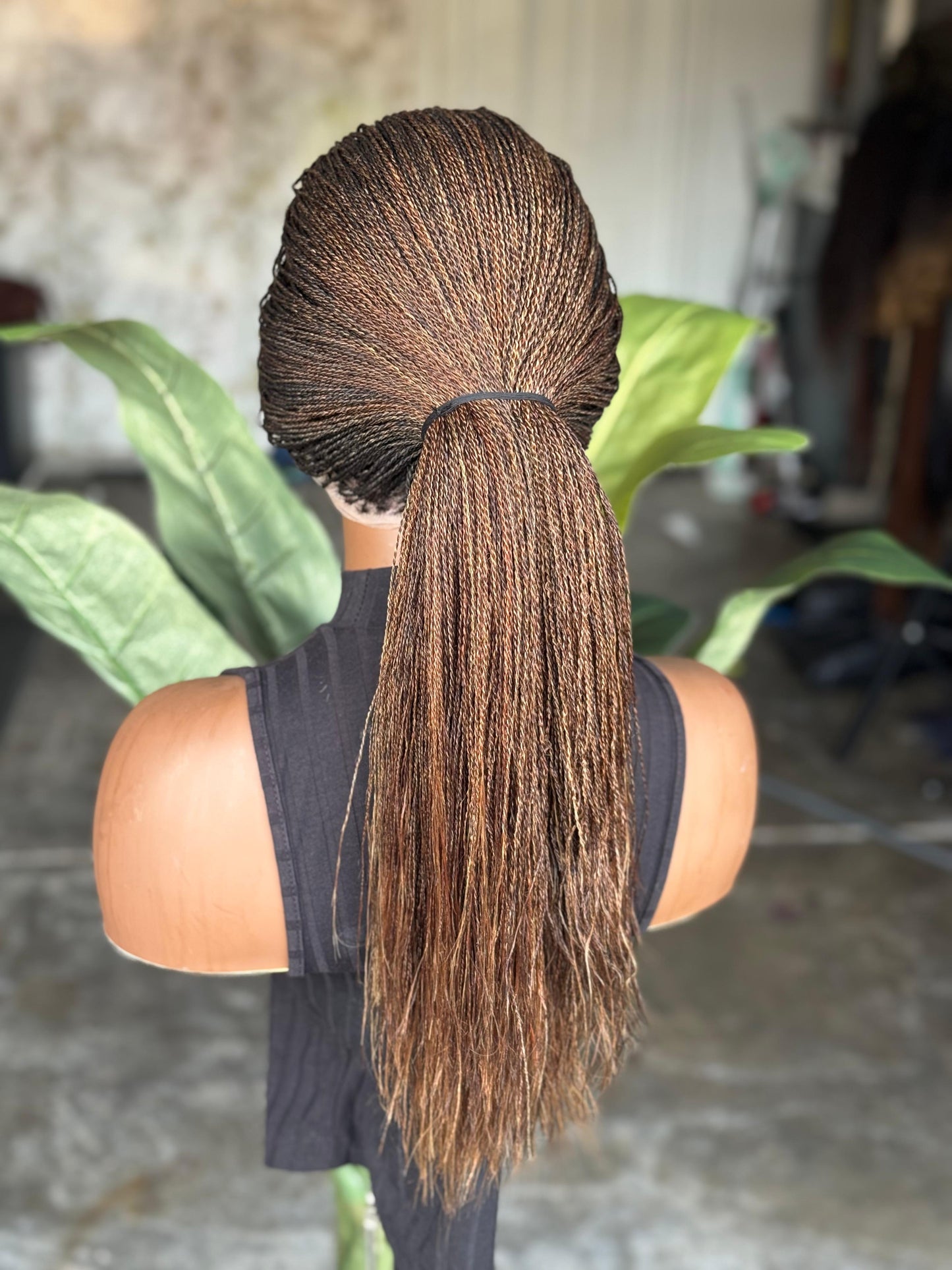 Pre-Order: 20-22" Full Lace Micro Braid Wig – Big Head Friendly Color 27/30 Mix