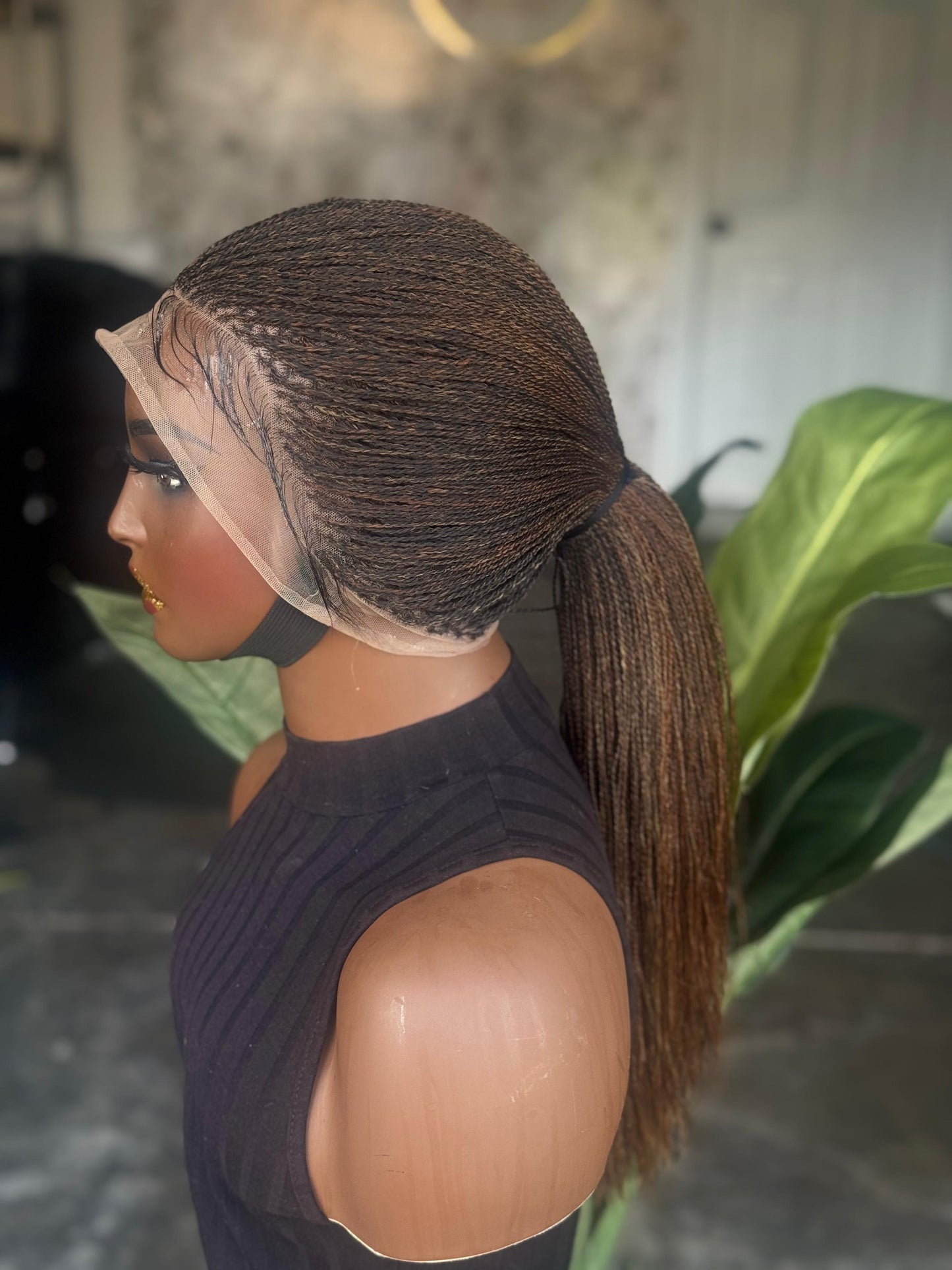 Pre-Order: 20-22" Full Lace Micro Braid Wig – Big Head Friendly Color 27/30 Mix