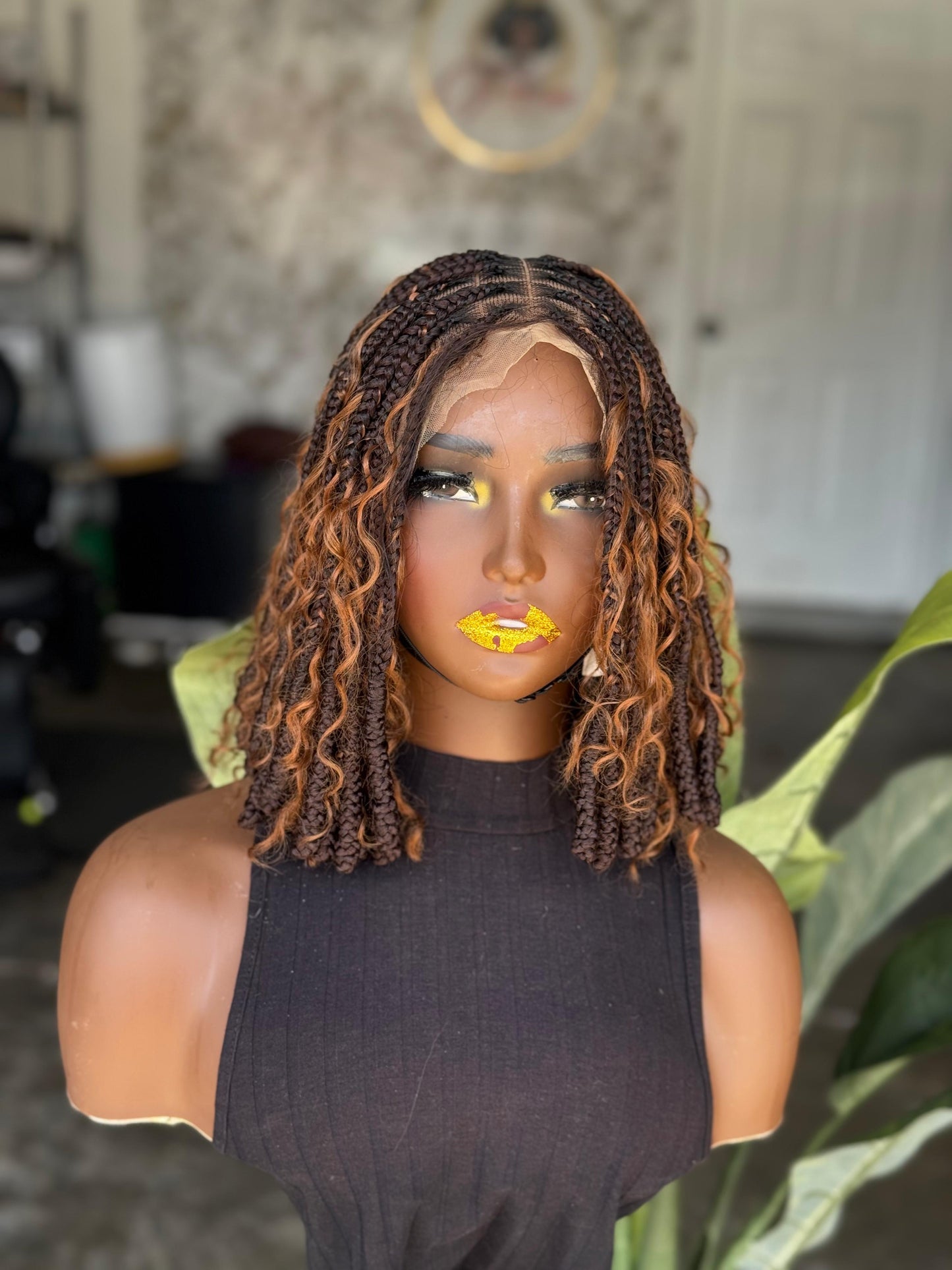 Preorder: 12" Full Lace Braided Wig – Color 33 with Color 30 Curls