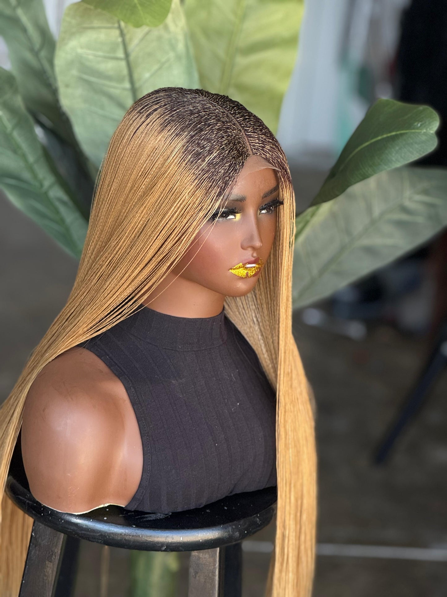 Bianca Nano Unit | Dark Auburn Root Honey-Blonde Mix Ready to Ship Glueless Wig