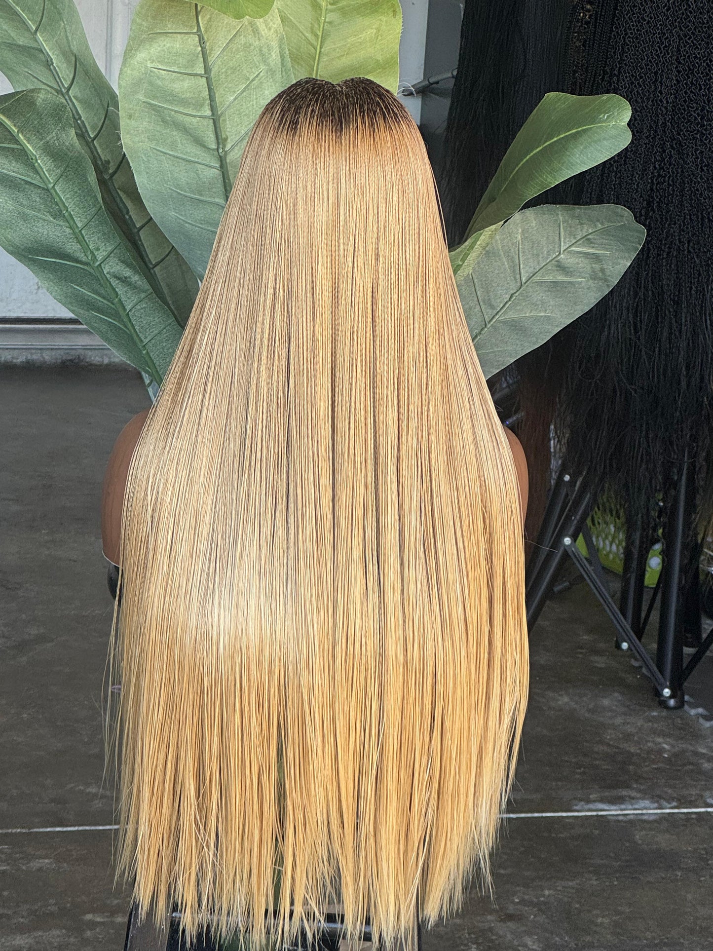 Bianca Nano Unit | Dark Auburn Root Honey-Blonde Mix Ready to Ship Glueless Wig