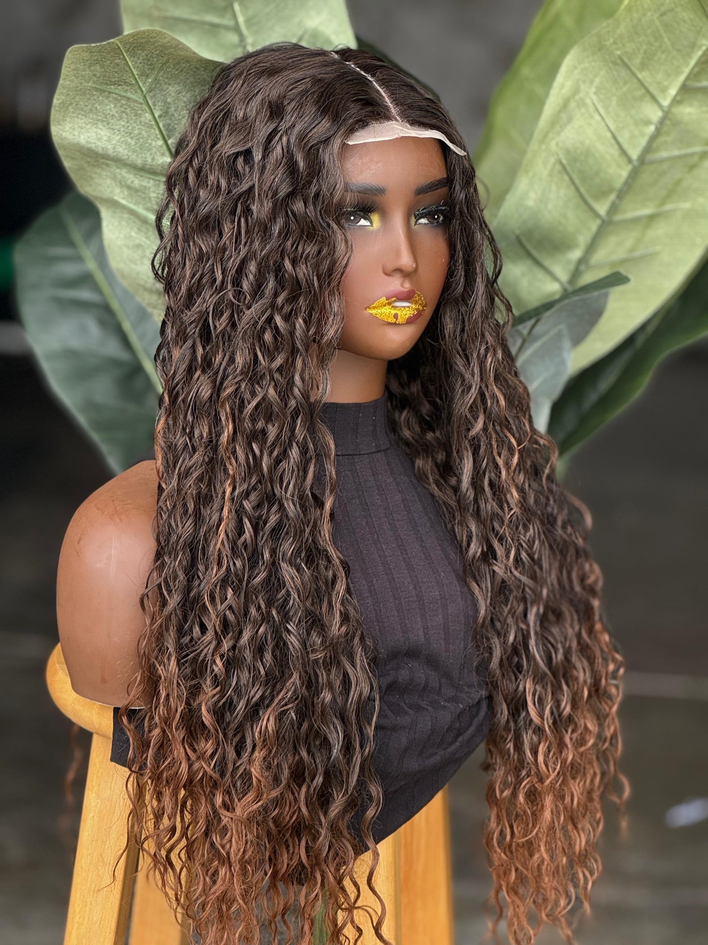 Water Weave Closure Unit | 22" Human Hair Blend Ready to Ship Glueless Wig