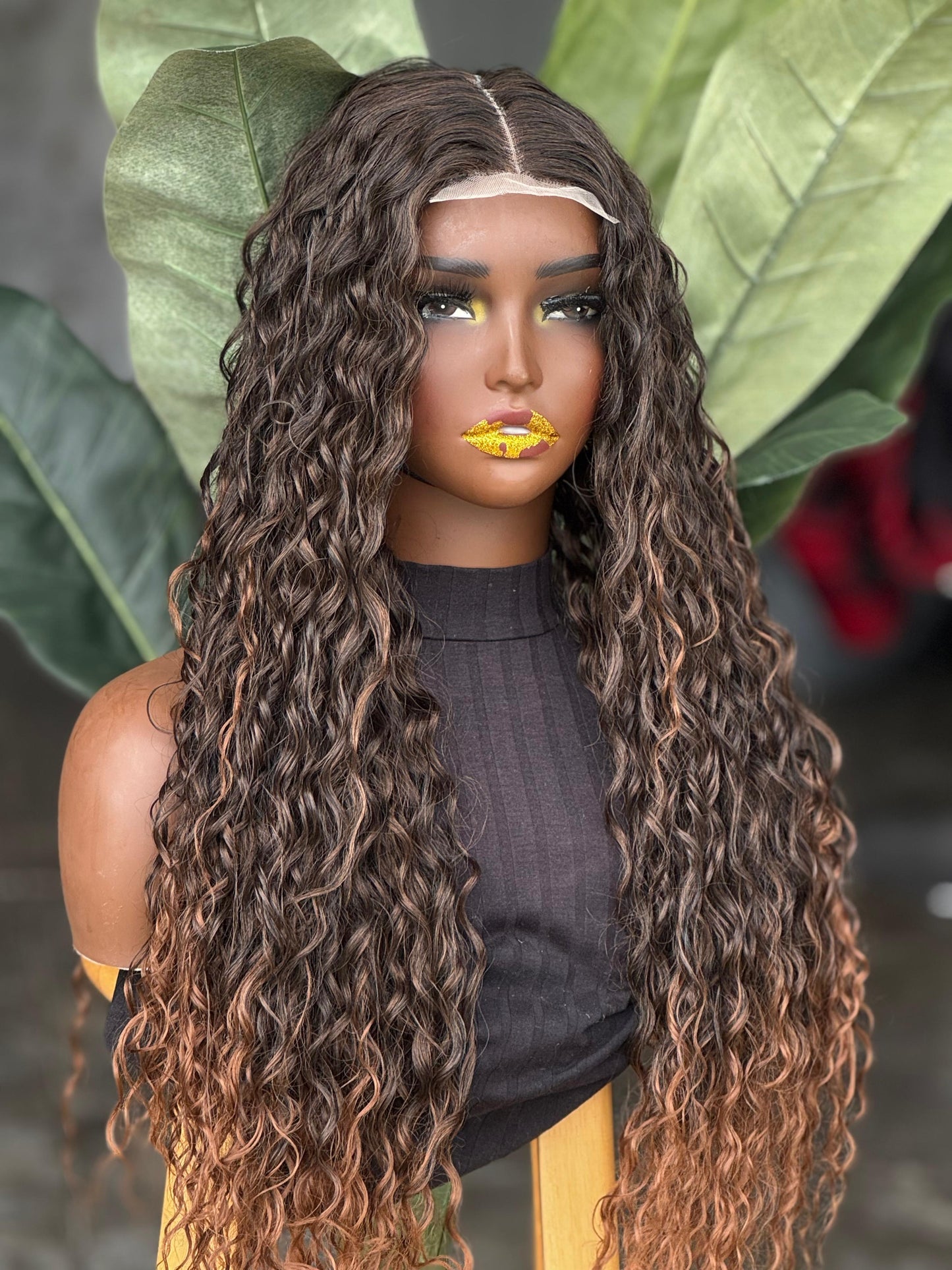 Water Weave Closure Unit | 22" Human Hair Blend Ready to Ship Glueless Wig