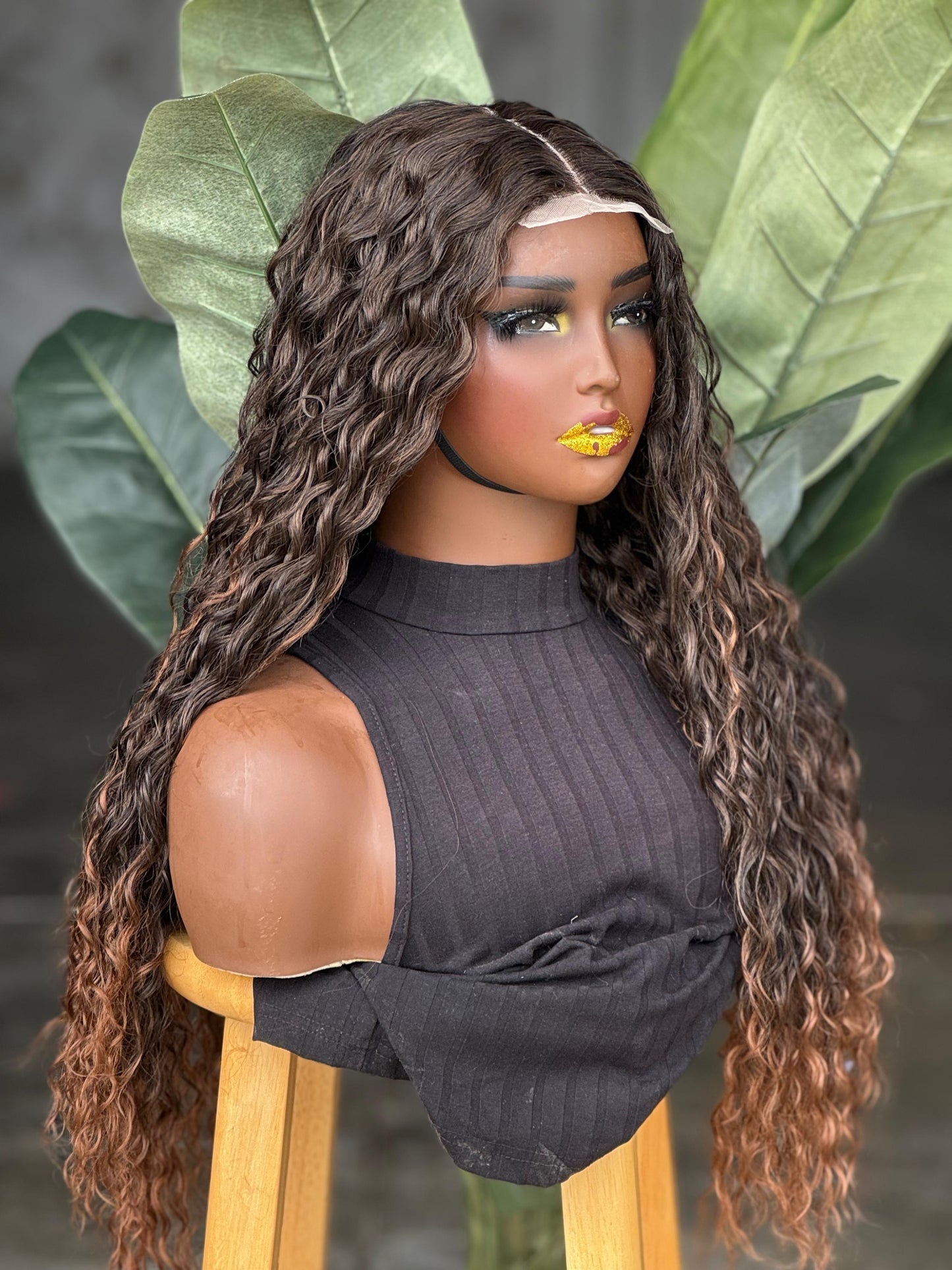 Water Weave Closure Unit | 22" Human Hair Blend Ready to Ship Glueless Wig