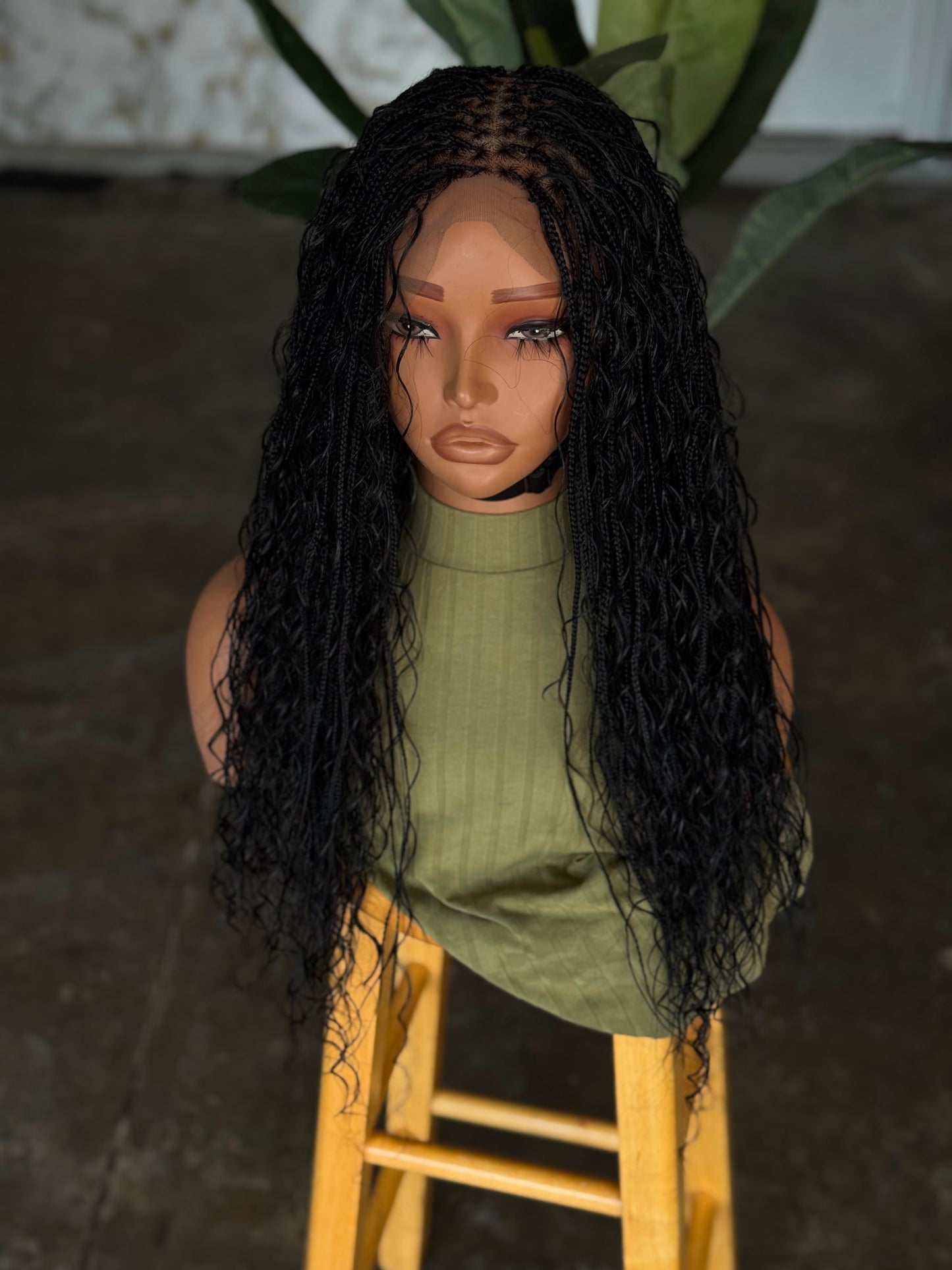 1B Full Lace Handmade Braided Wig - 16" Glueless Boho Braids Protective Style