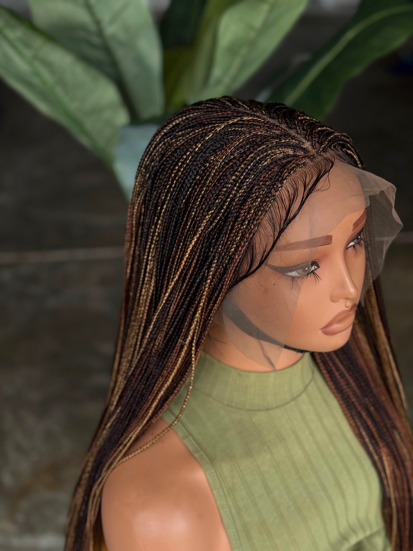 Ready to Ship Micro Braid Frontal Unit Color 27 30 33 | 26"-28" Glueless Wig